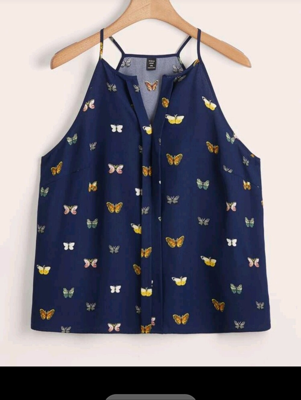 Navy Blue, Sleeveless Butterfly Top